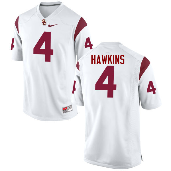 Men #4 Chris Hawkins USC Trojans College Football Jerseys-White